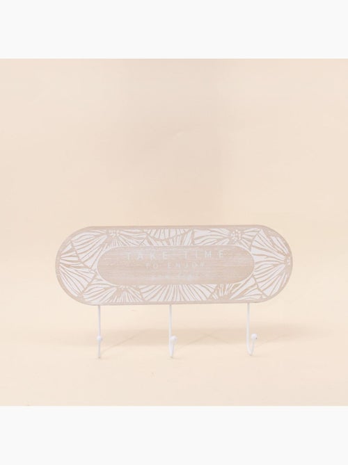 Porte manteau 3 têtes en bois et métal blanc - Kiabi