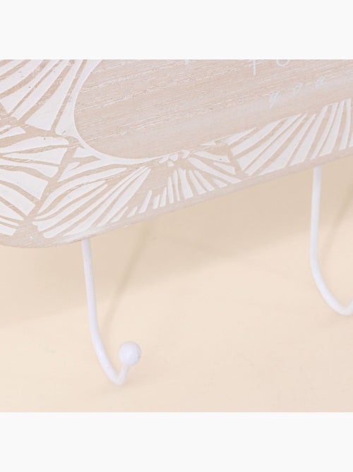 Porte manteau 3 têtes en bois et métal blanc - Kiabi