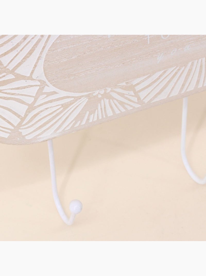 Porte manteau 3 têtes en bois et métal blanc Beige - Kiabi