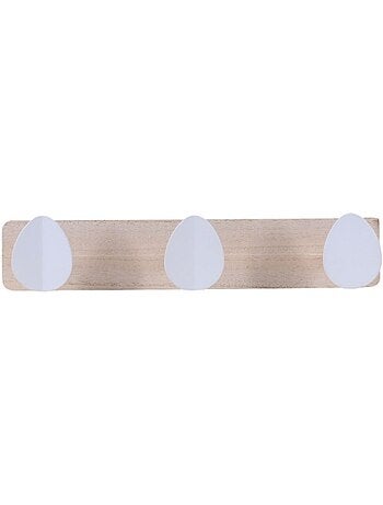 Porte manteau 3 t?tes en bois blanc 32cm