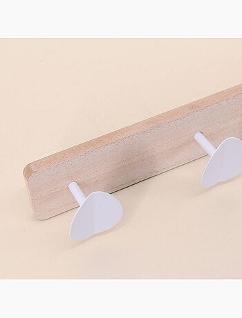 Porte manteau 3 t?tes en bois blanc 32cm