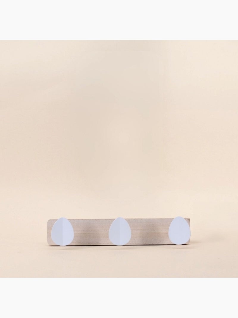 Porte manteau 3 t?tes en bois blanc 32cm Beige - Kiabi