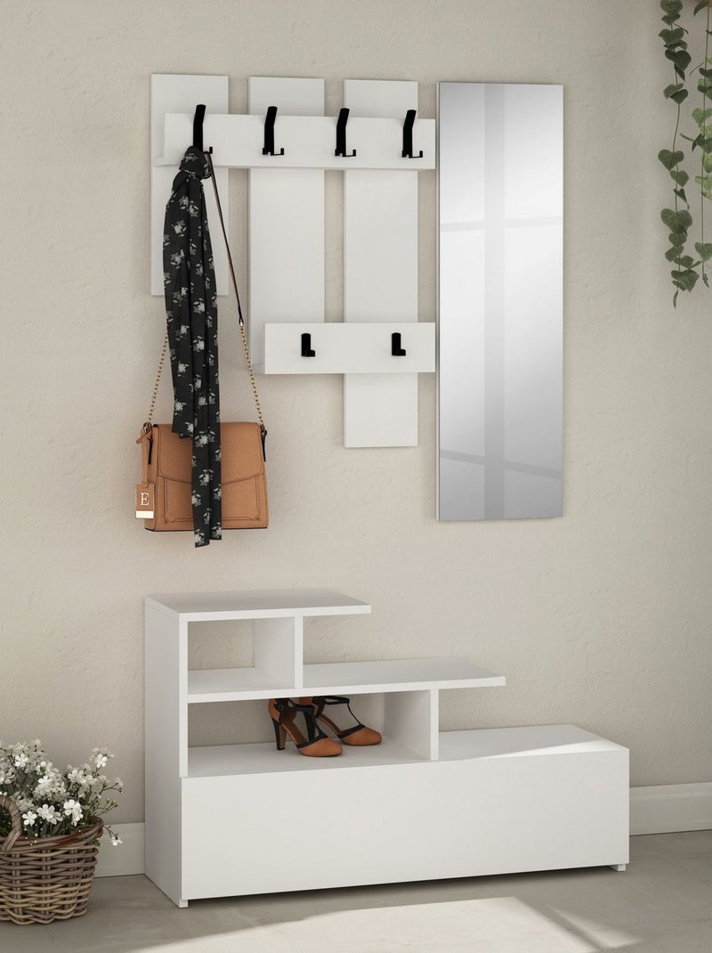 Porte manteau avec banc design Vesti Blanc - Kiabi