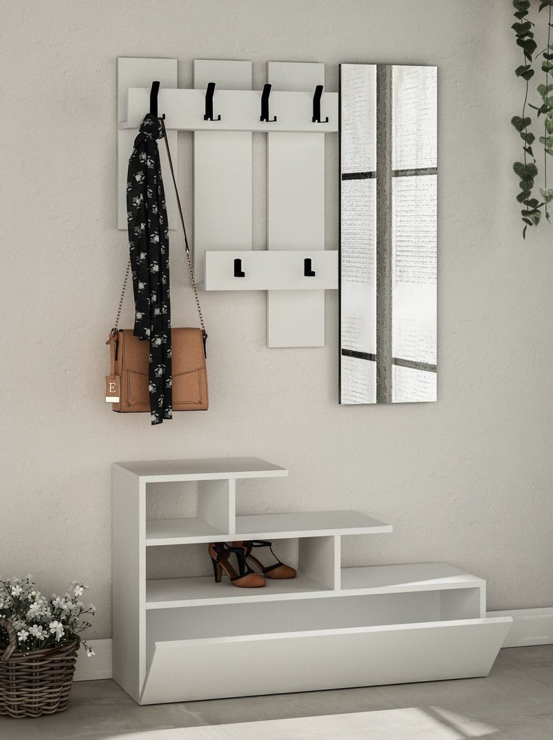 Porte manteau avec banc design Vesti Blanc - Kiabi
