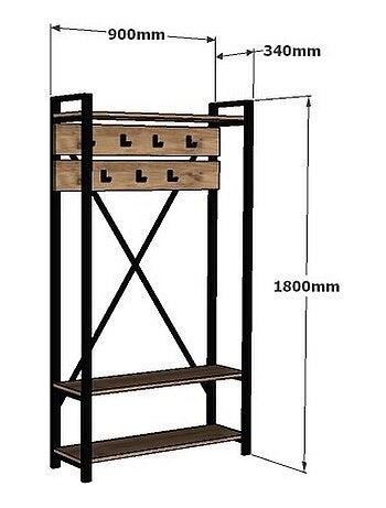 Porte manteau design industriel Sapphire - L. 90 x H. 180 cm - Noir