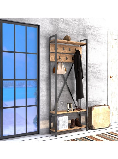 Porte manteau design industriel Sapphire - L. 90 x H. 180 cm - Noir - Kiabi