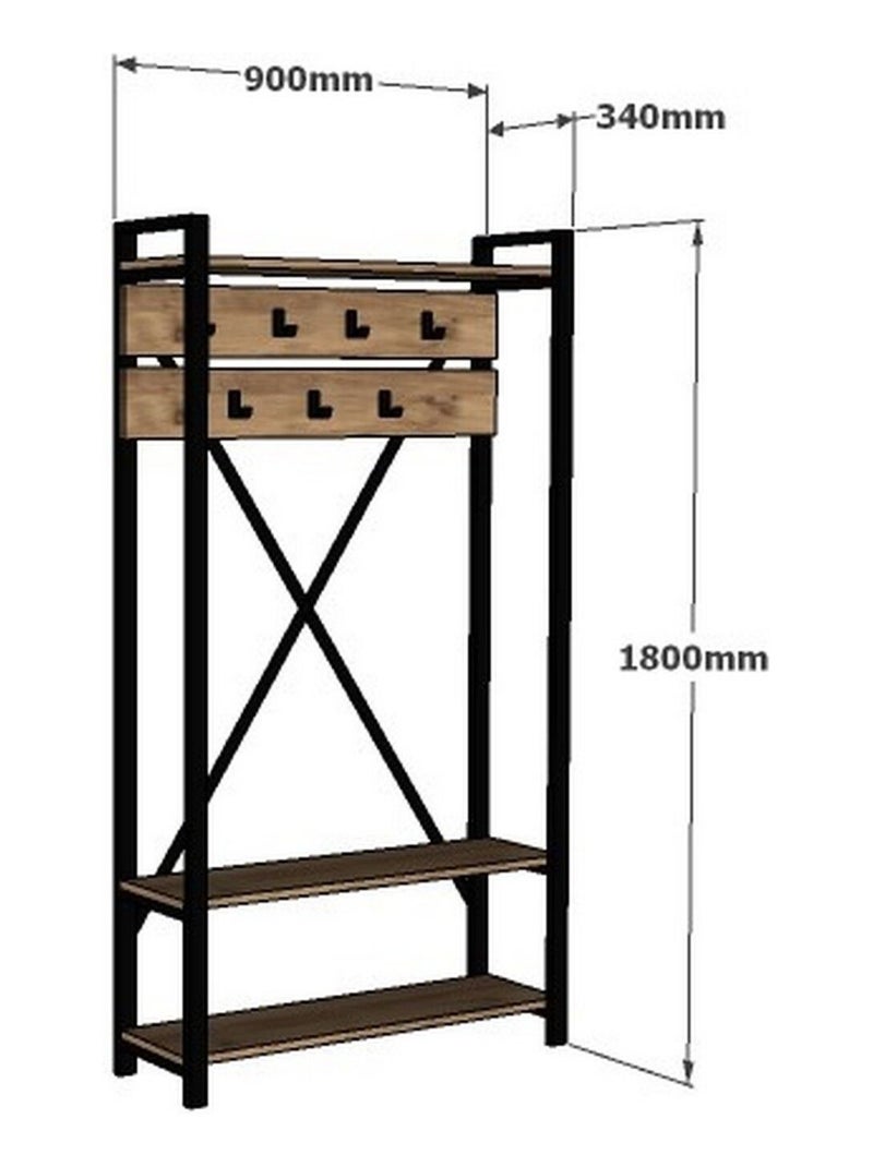 Porte manteau design industriel Sapphire - L. 90 x H. 180 cm - Noir Noir - Kiabi