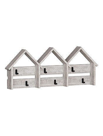 Porte-manteau en mélaminé 6 accroches en métal - Beige