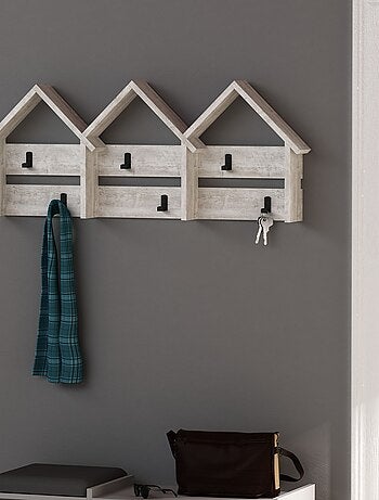 Porte-manteau en mélaminé 6 accroches en métal - Beige