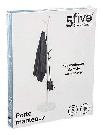 Porte Manteau en métal et MDF avec 6 tiges