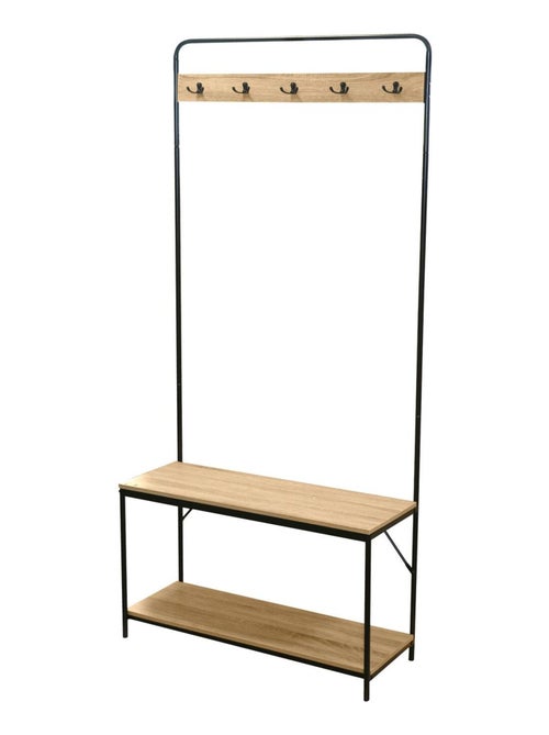Porte-manteau Friends en MDF et Métal 5 accroches - L.80 cm x H.170 cm - Beige et Noir - Kiabi Porte-manteau Friends en MDF et Métal 5 accroches - L.80 cm x H.170 cm - Beige et Noir - Kiabi