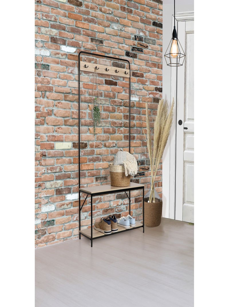 Porte-manteau Friends en MDF et Métal 5 accroches - L.80 cm x H.170 cm - Beige et Noir Beige - Kiabi