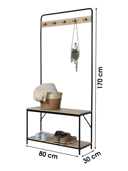 Porte-manteau Friends en MDF et Métal 5 accroches - L.80 cm x H.170 cm - Beige et Noir - Kiabi Porte-manteau Friends en MDF et Métal 5 accroches - L.80 cm x H.170 cm - Beige et Noir - Kiabi