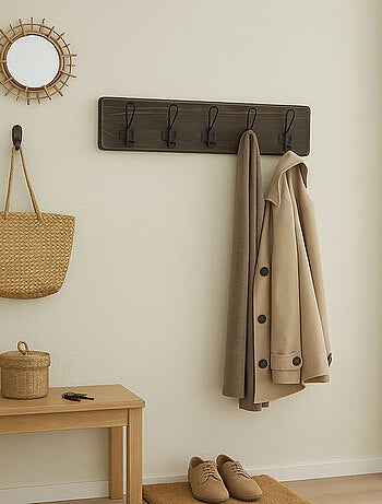 Porte-manteau mural bois de Paulownia