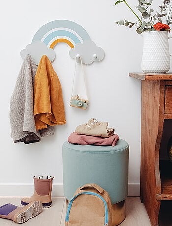 Porte-manteau mural forme arc-en-ciel en bois