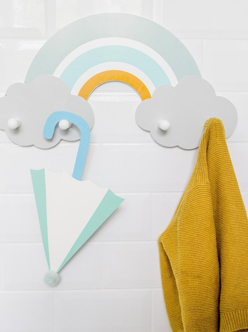 Porte-manteau mural forme arc-en-ciel en bois Bleu ciel - Kiabi