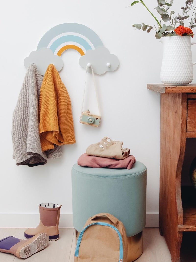 Porte-manteau mural forme arc-en-ciel en bois Bleu ciel - Kiabi