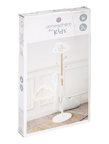 Porte-manteau nuage pour enfant - Hauteur 135,50 cm - Blanc et beige