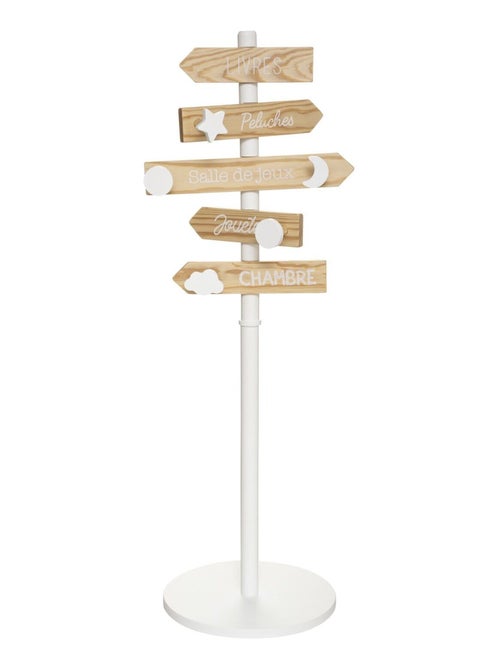 Porte-manteau pancarte pour enfant - Hauteur 114 cm - Blanc et beige - Kiabi