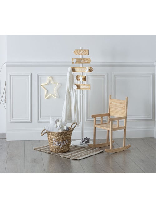 Porte-manteau pancarte pour enfant - Hauteur 114 cm - Blanc et beige - Kiabi