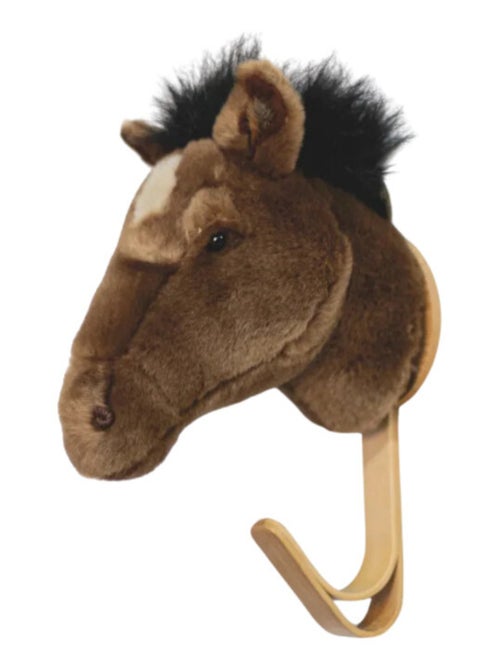 Porte Manteau Peluche tête de cheval brun avec petite tache blanche - Kiabi