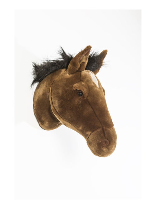 Porte Manteau Peluche tête de cheval brun avec petite tache blanche - Kiabi