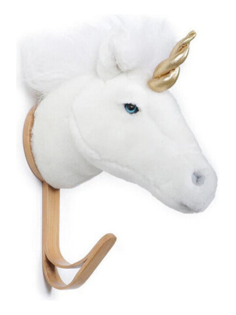 Porte Manteau Peluche tête d'une Licorne Blanc - Kiabi
