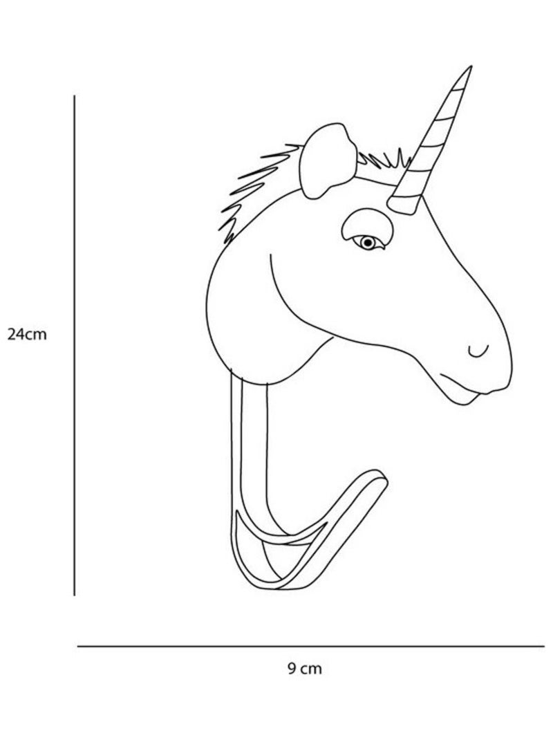 Porte Manteau Peluche tête d'une Licorne Blanc - Kiabi