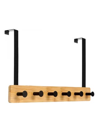 Porte manteau suspendu, crochet de porte - Bois - 6 crochets - Vivezen