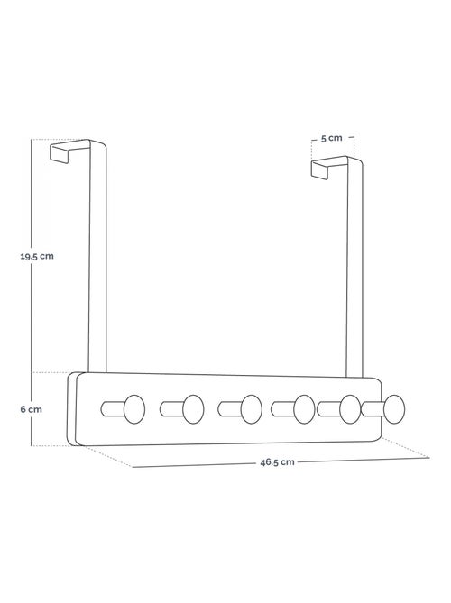 Porte manteau suspendu, crochet de porte - Bois - 6 crochets - Vivezen - Kiabi