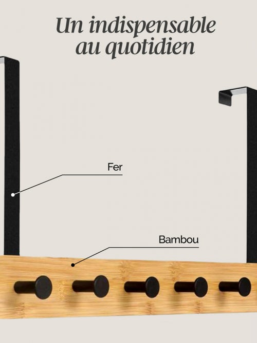 Porte manteau suspendu, crochet de porte - Bois - 6 crochets - Vivezen - Kiabi