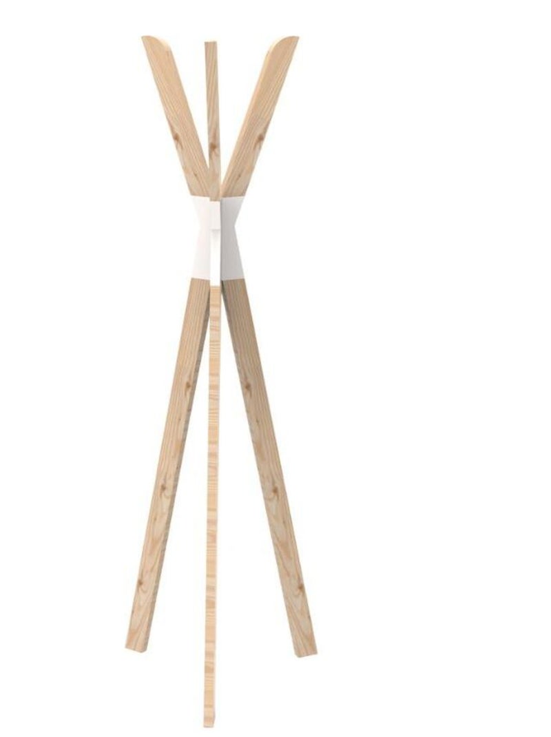 Porte manteau Tipi - Pin - Bois FSC 100% - 3 têtes - 56x49x170 cm - Blanc Blanc - Kiabi
