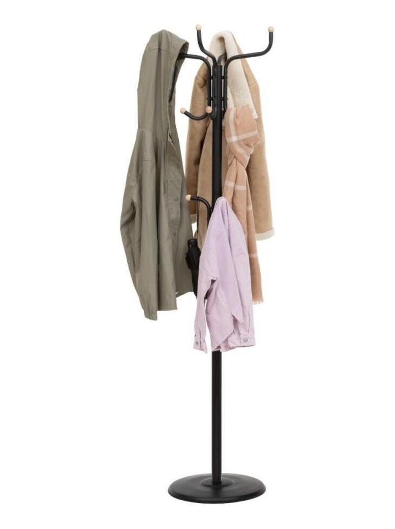 Porte-manteaux 11 tiges métal avec boules en bois Noir - Kiabi