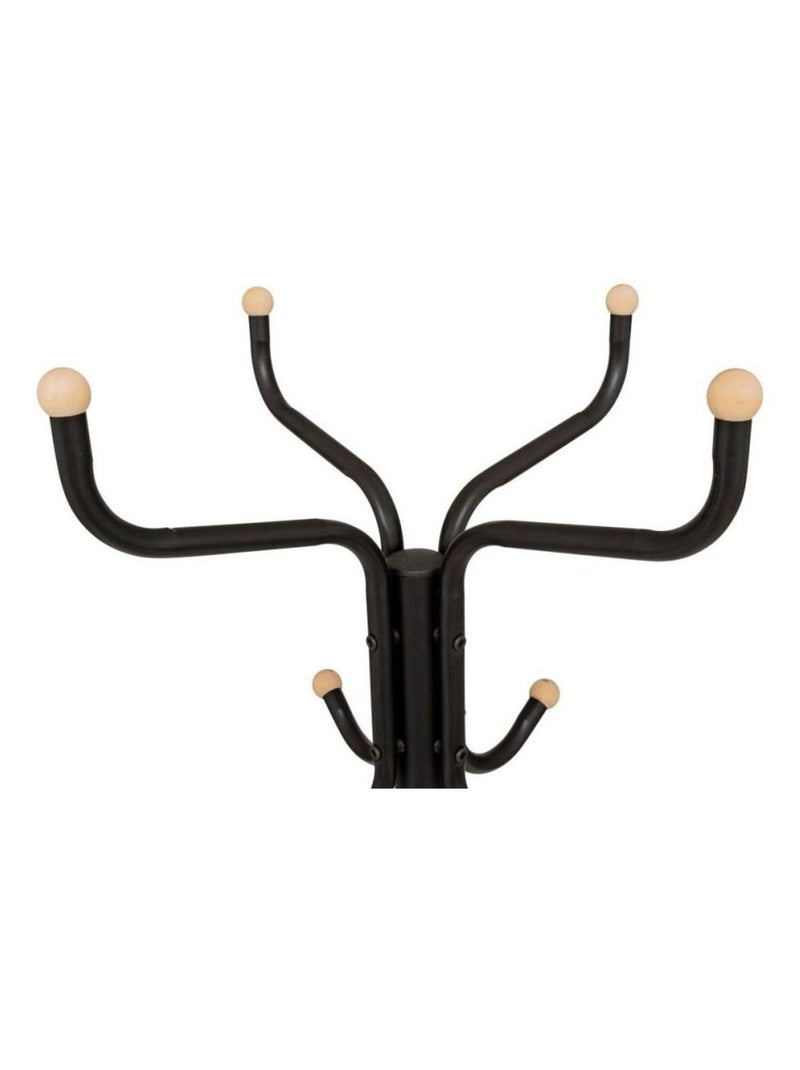 Porte-manteaux 11 tiges métal avec boules en bois Noir - Kiabi