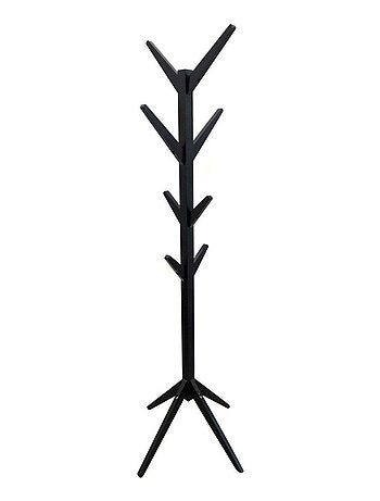 Porte-manteaux arbre en bois 8 tiges noir