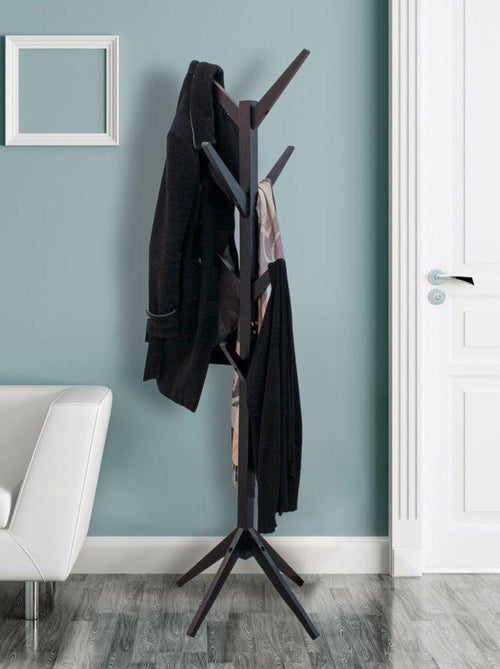 Porte-manteaux arbre en bois 8 tiges noir - Kiabi