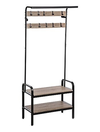 Porte-manteaux d'entrée design industriel Jano - L. 73 x H. 170 cm - Noir