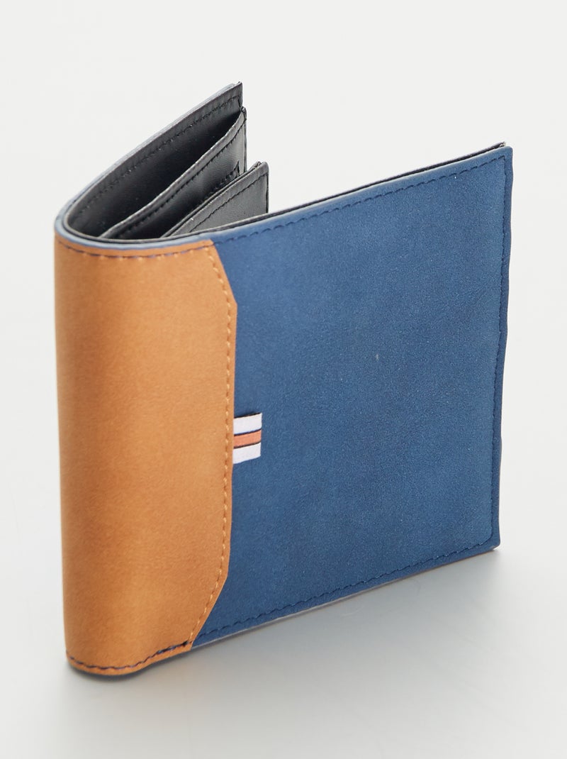 Porte monnaie bicolore Bleu - Kiabi