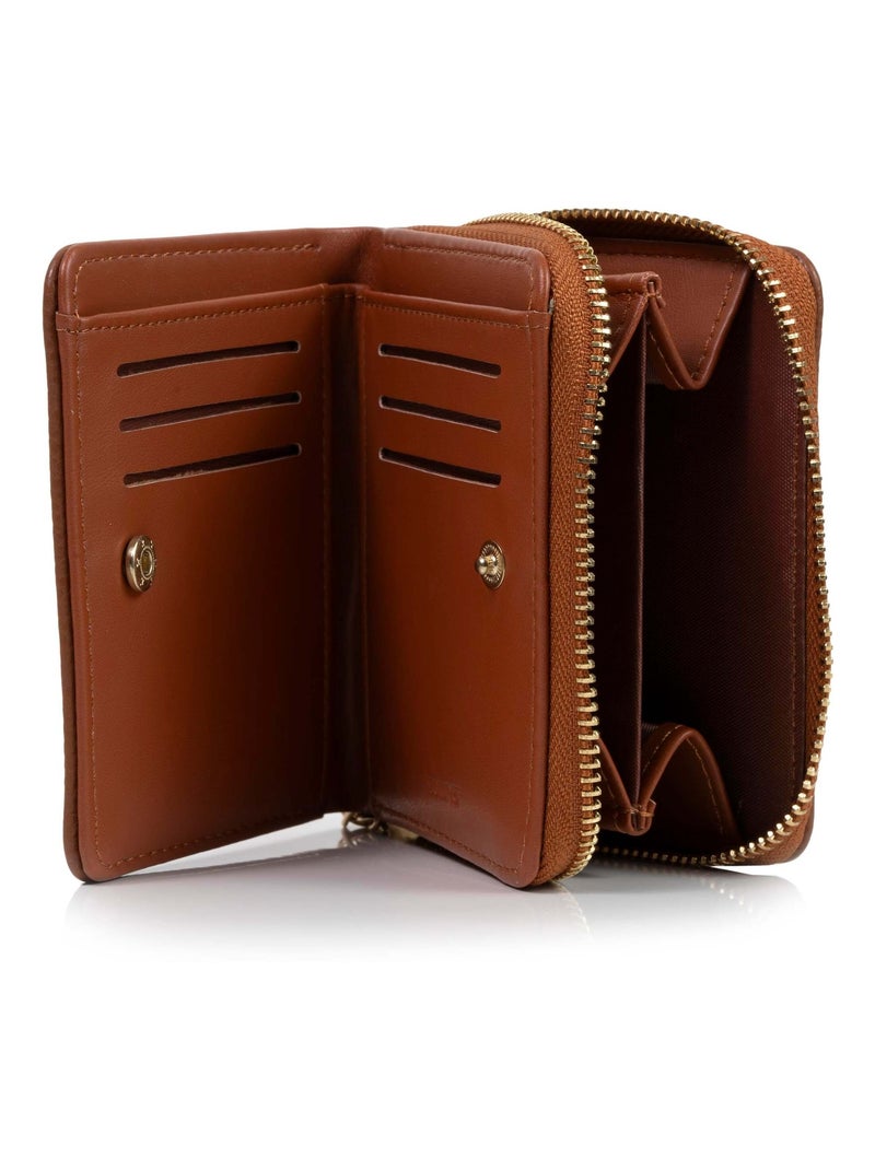 Porte-monnaie compact ,protection rfid anti-piratage de carte femme Isotoner Camel - Kiabi