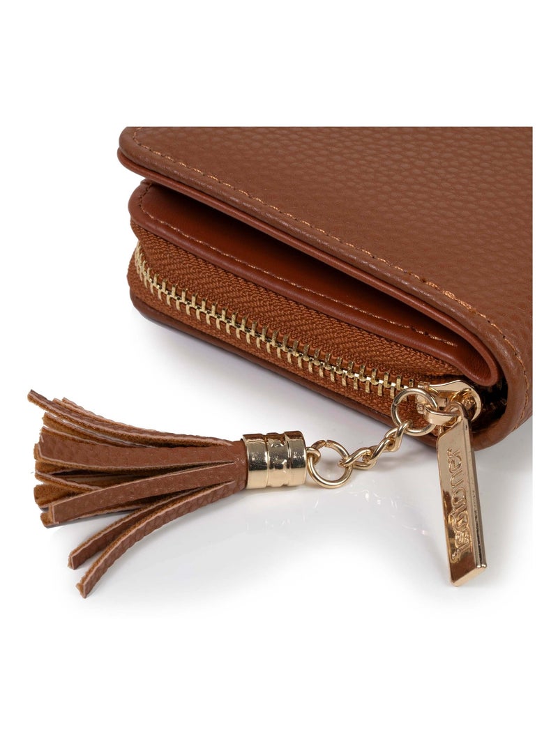 Porte-monnaie compact ,protection rfid anti-piratage de carte femme Isotoner Camel - Kiabi