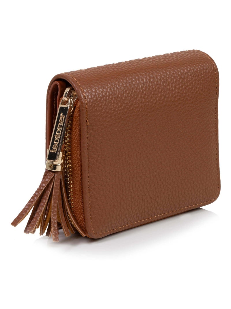 Porte-monnaie compact ,protection rfid anti-piratage de carte femme Isotoner Camel - Kiabi