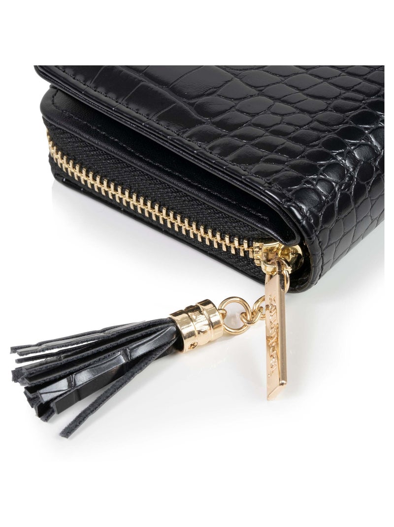 Porte-monnaie compact ,protection rfid anti-piratage de carte femme Isotoner Noir - Kiabi