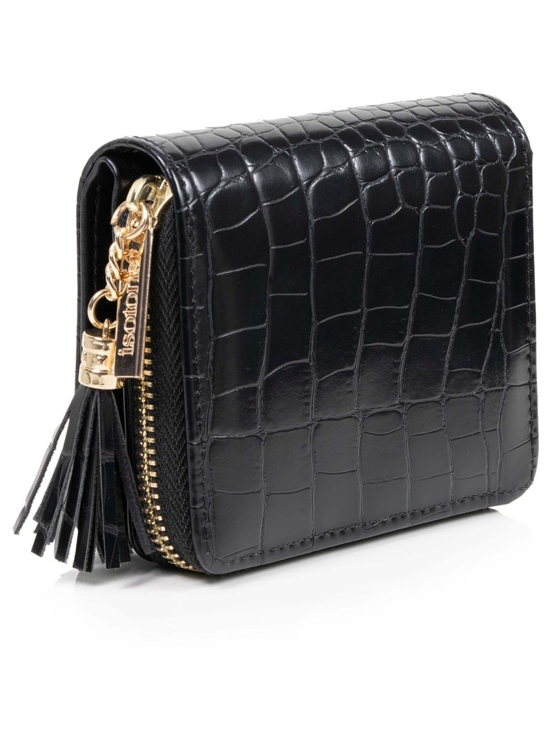Porte-monnaie compact ,protection rfid anti-piratage de carte femme Isotoner Noir - Kiabi