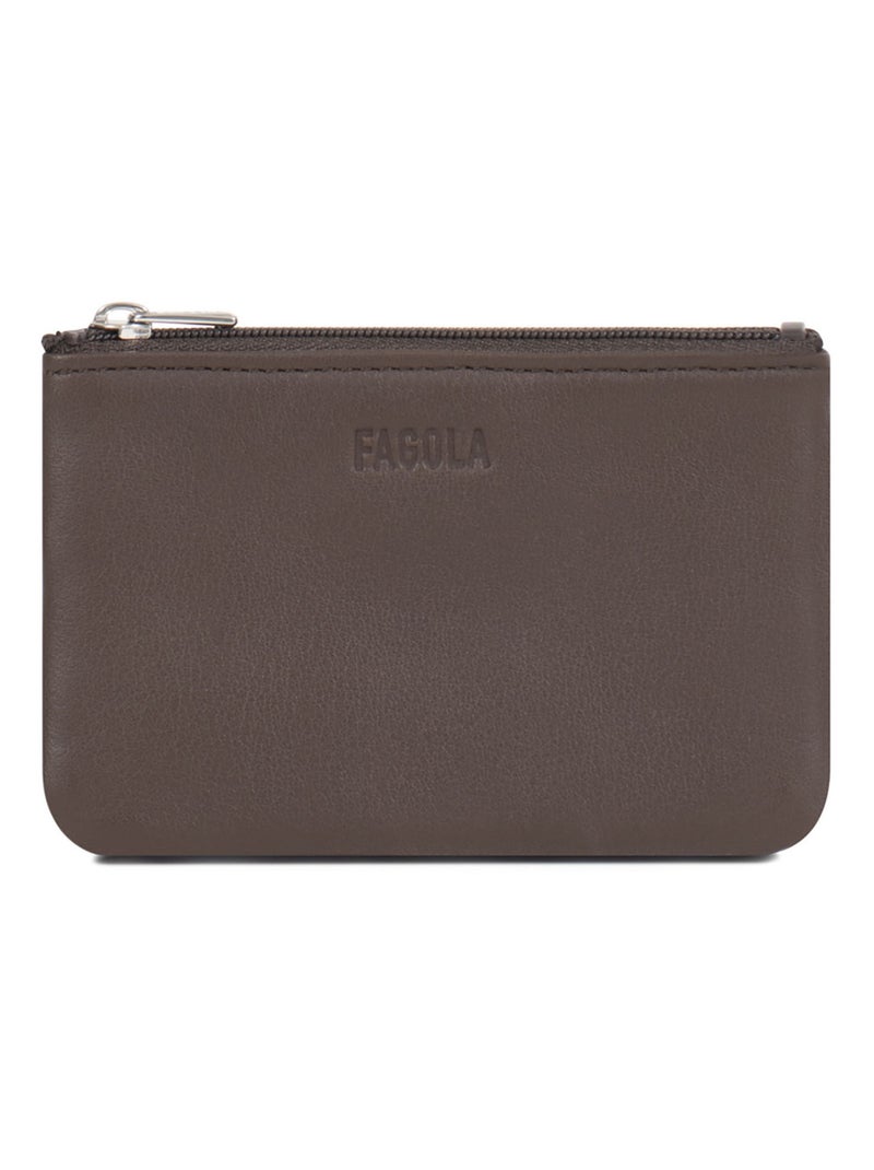 Porte-monnaie Cuir Émy Femme Marron foncé - Kiabi