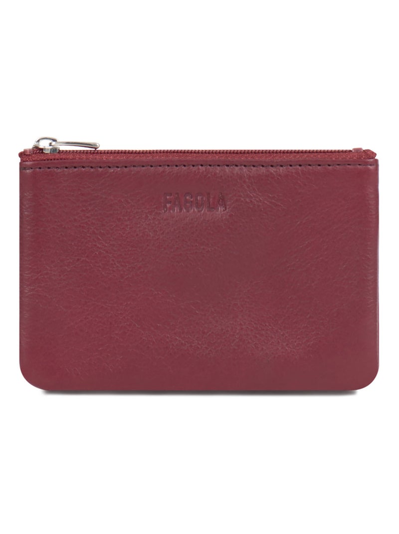 Porte-monnaie Cuir Émy Femme Noir Bordeaux - Kiabi