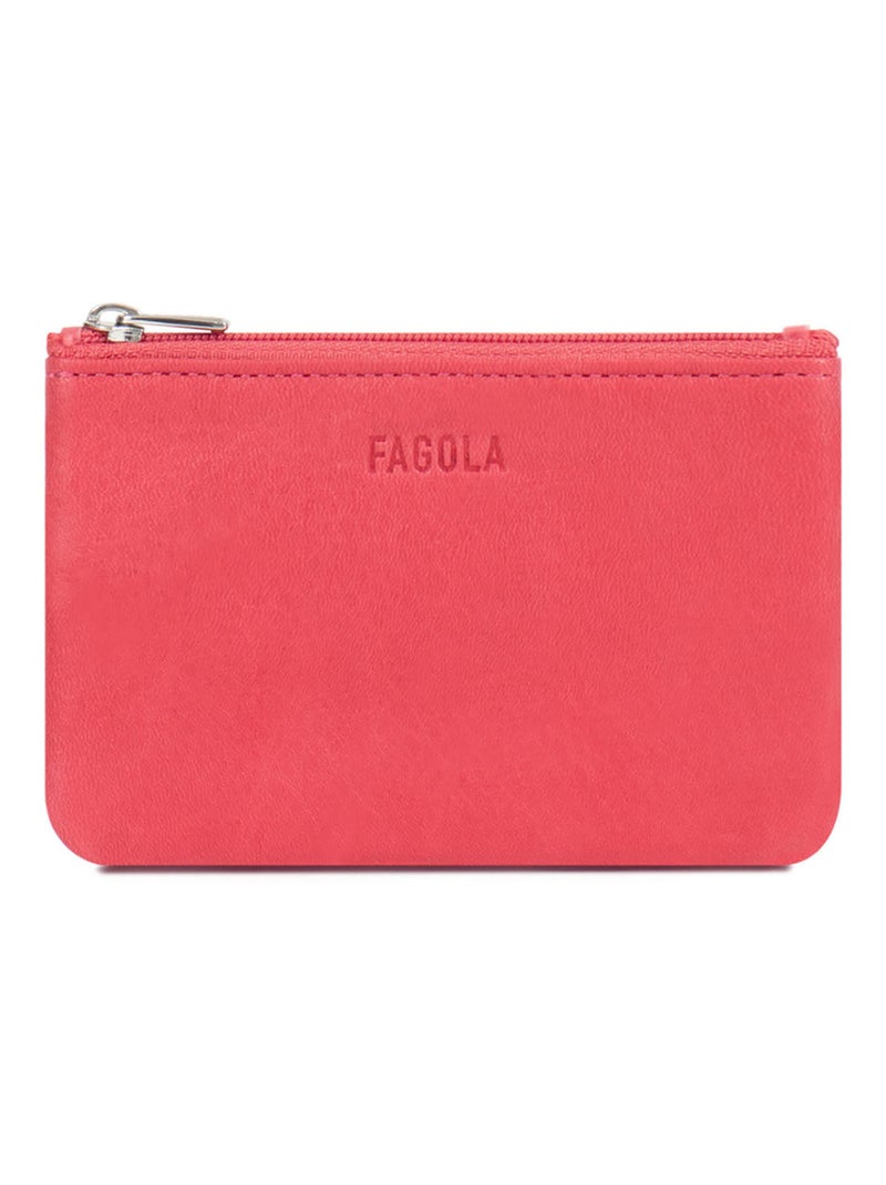 Porte-monnaie Cuir Émy Femme Rose rouge - Kiabi