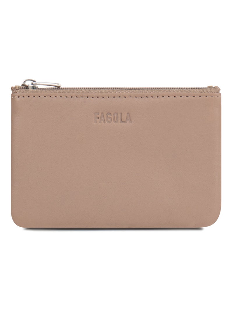Porte-monnaie Cuir Émy Femme Taupe - Kiabi