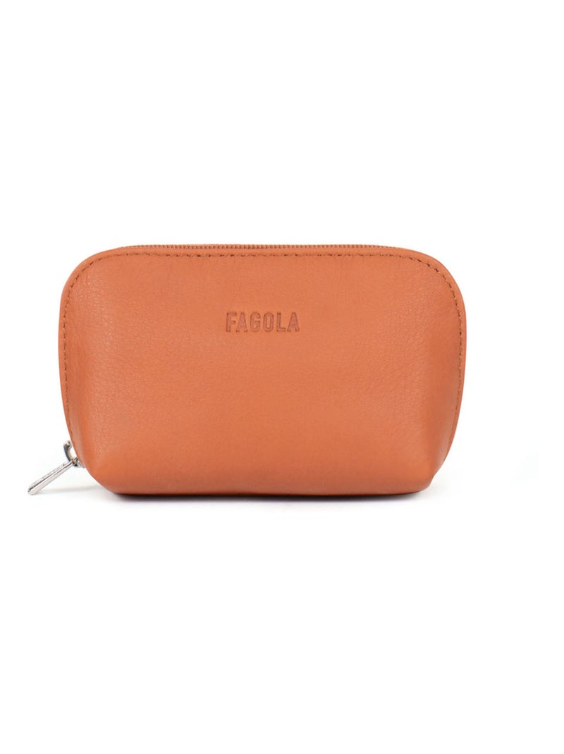 Porte-monnaie Cuir Émy Orange mandarine - Kiabi