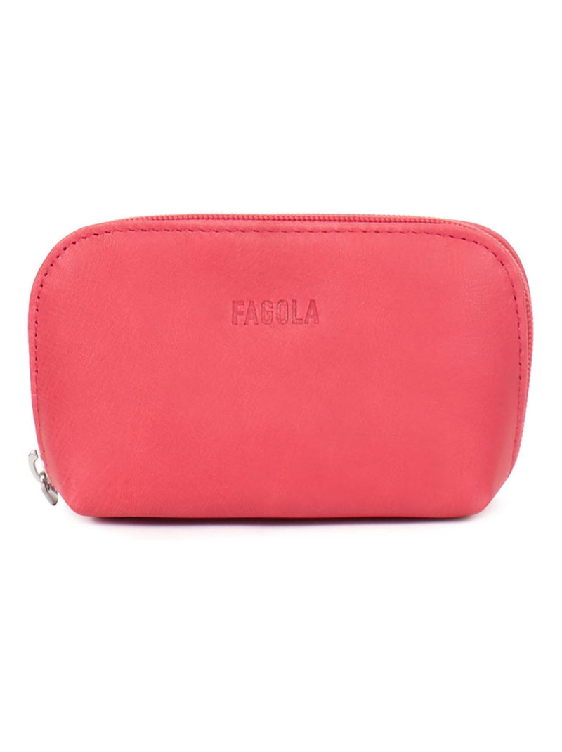 Porte-monnaie Cuir Émy Rose rouge - Kiabi