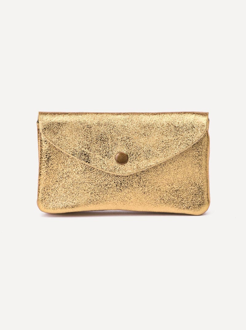 Porte-monnaie cuir métallisé Doré/or - Kiabi